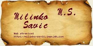 Milinko Savić vizit kartica